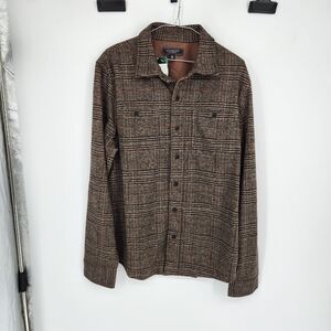 Liverpool Los Angeles Men's Brown Medium Knit Long Sleeve Button Up Shirt NWT‎